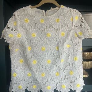 Rachel Parcell White and Yellow Floral Lace Blouse